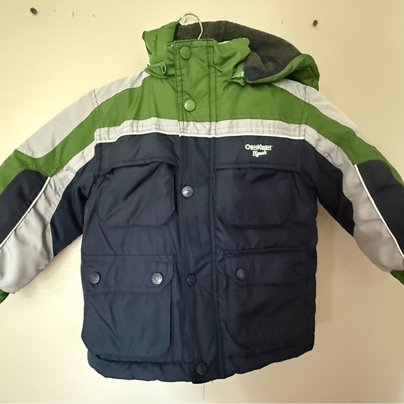 OshKosh B'gosh Kids Green and Navy Puffer Jacket - Picture 2 of 8